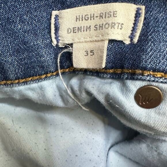 Madewell High Rise Denim Shorts Women's 35 Blue Plus Raw Hem Medium Wash #F7019 - Picture 8 of 9
